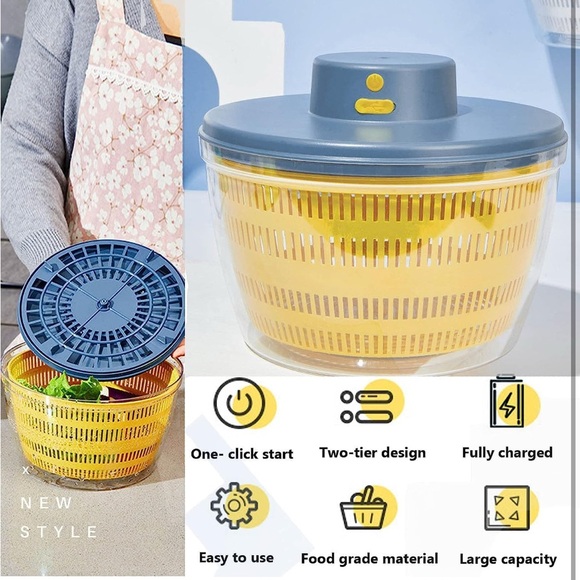 Fruit🫐/ Veg🥕Electric⚡️Salad🥗Spinner 4.2-Quart Washer w Bowl & Colander - Picture 10 of 10